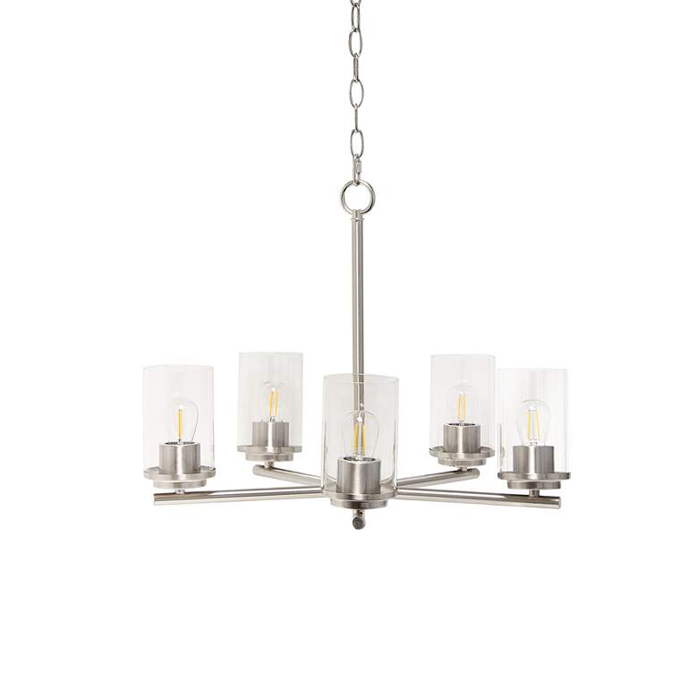 Image 2 Classix 20 1/2 inch Wide Brushed Nickel Metal 5-Light Pendant