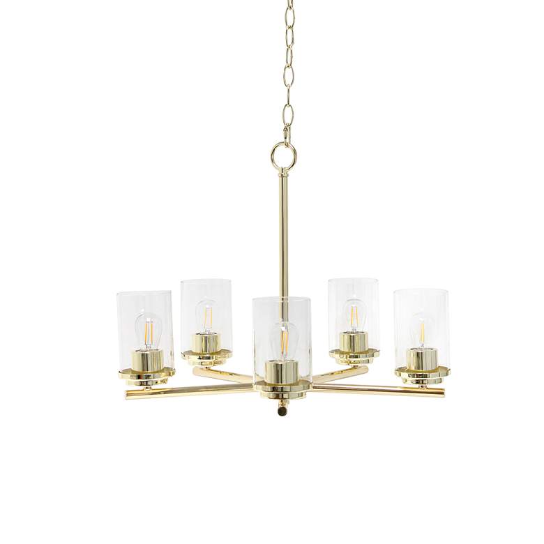 Image 2 Classix 20 1/2 inch Wide Gold Metal 5-Light Pendant