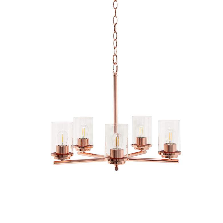 Image 2 Classix 20 1/2 inch Wide Rose Gold Metal 5-Light Pendant