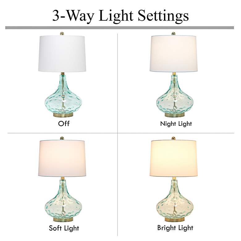Image 7 Classix Dimpled Blue Glass Table Lamp more views