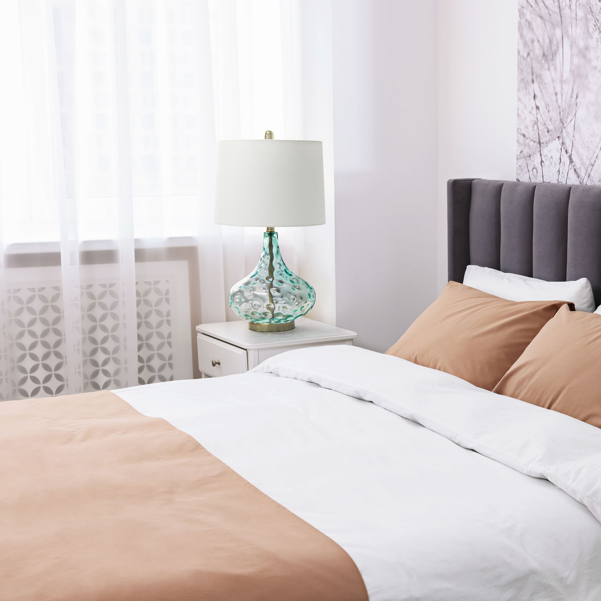 Classix Dimpled Blue Glass Table Lamp