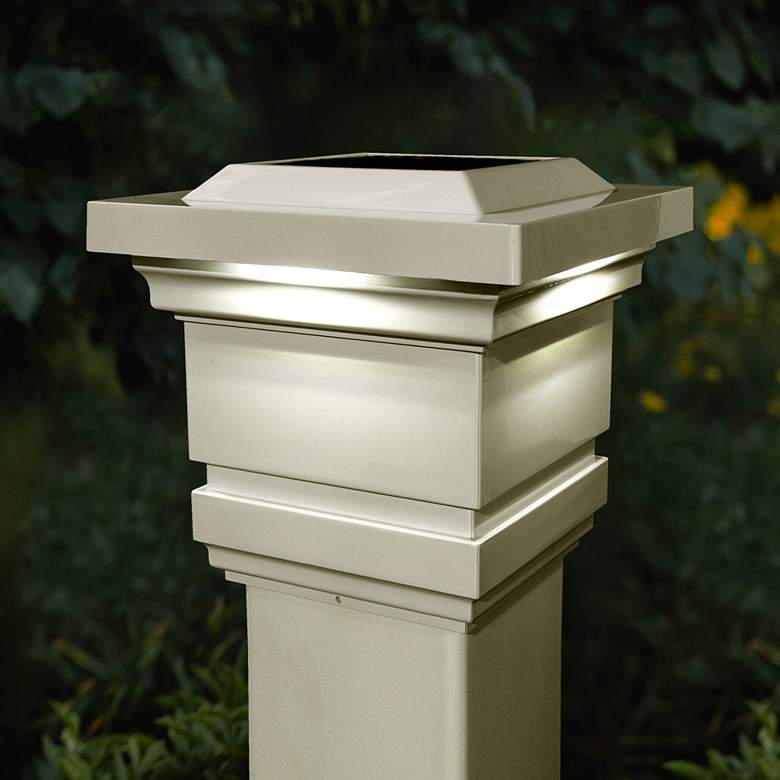 Image 3 Classy 6 1/2 inch High Tan Outdoor Solar LED Post Cap more views
