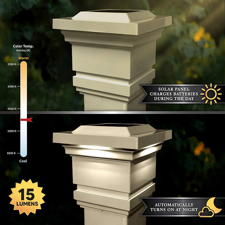 Image 5 Classy 6 1/2" High Tan Outdoor Solar LED Post Cap more views