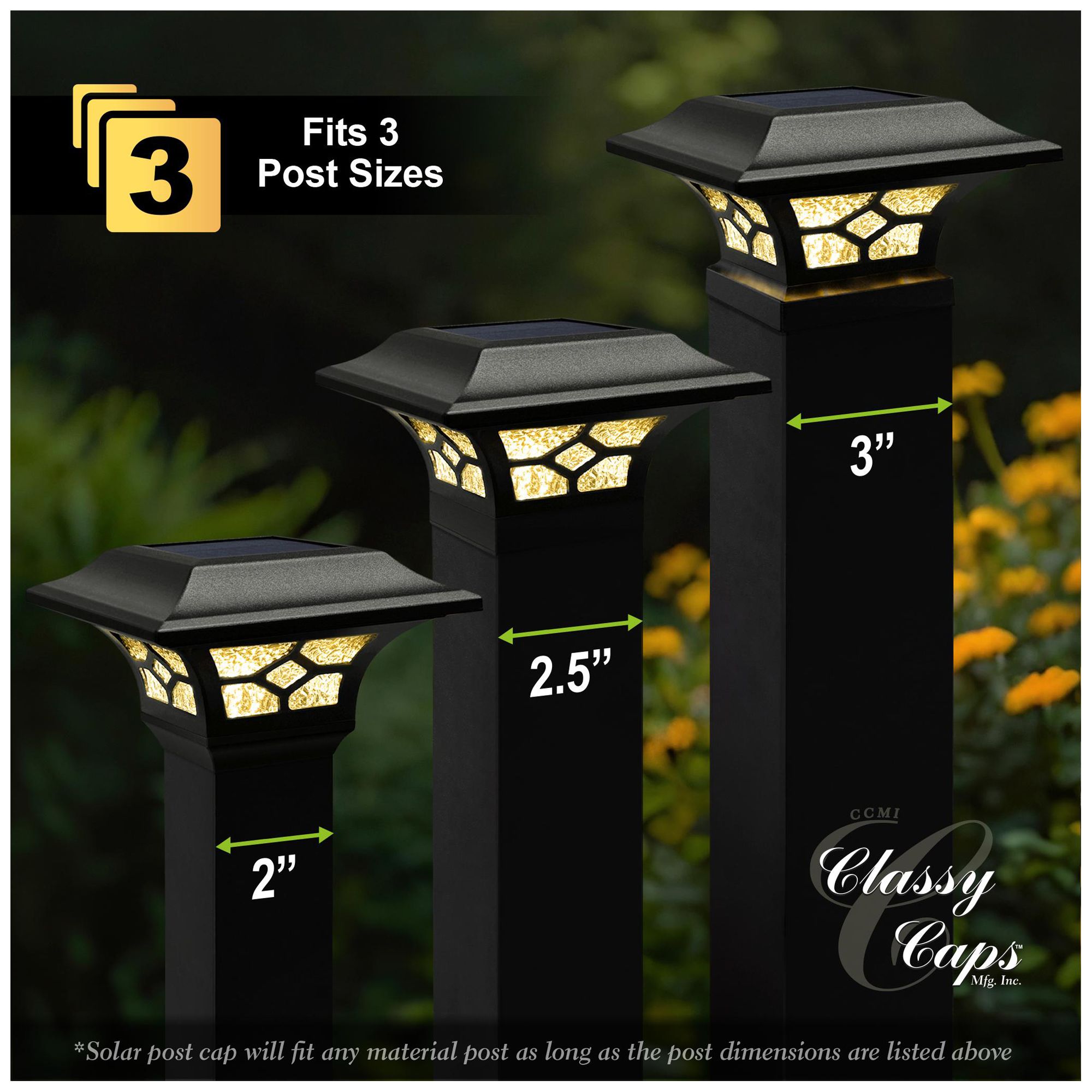 Image 3 Classy Caps 2 In. x 2 In. Kingston Solar Post Cap more views