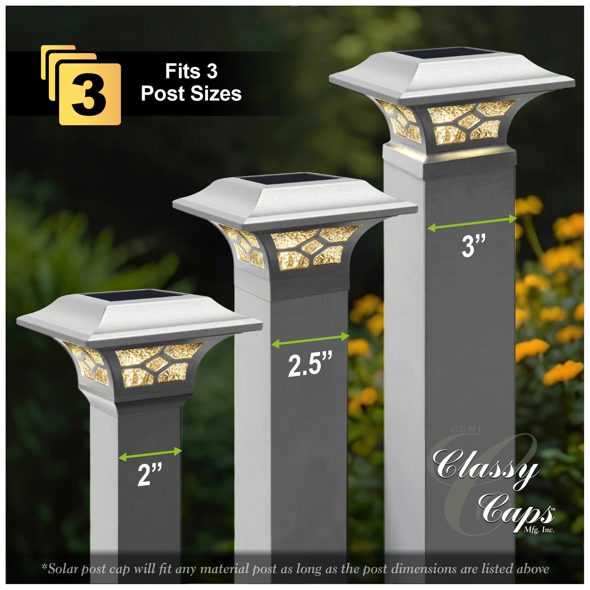 Image 3 Classy Caps 2 In. x 2 In. Kingston Solar Post Cap more views