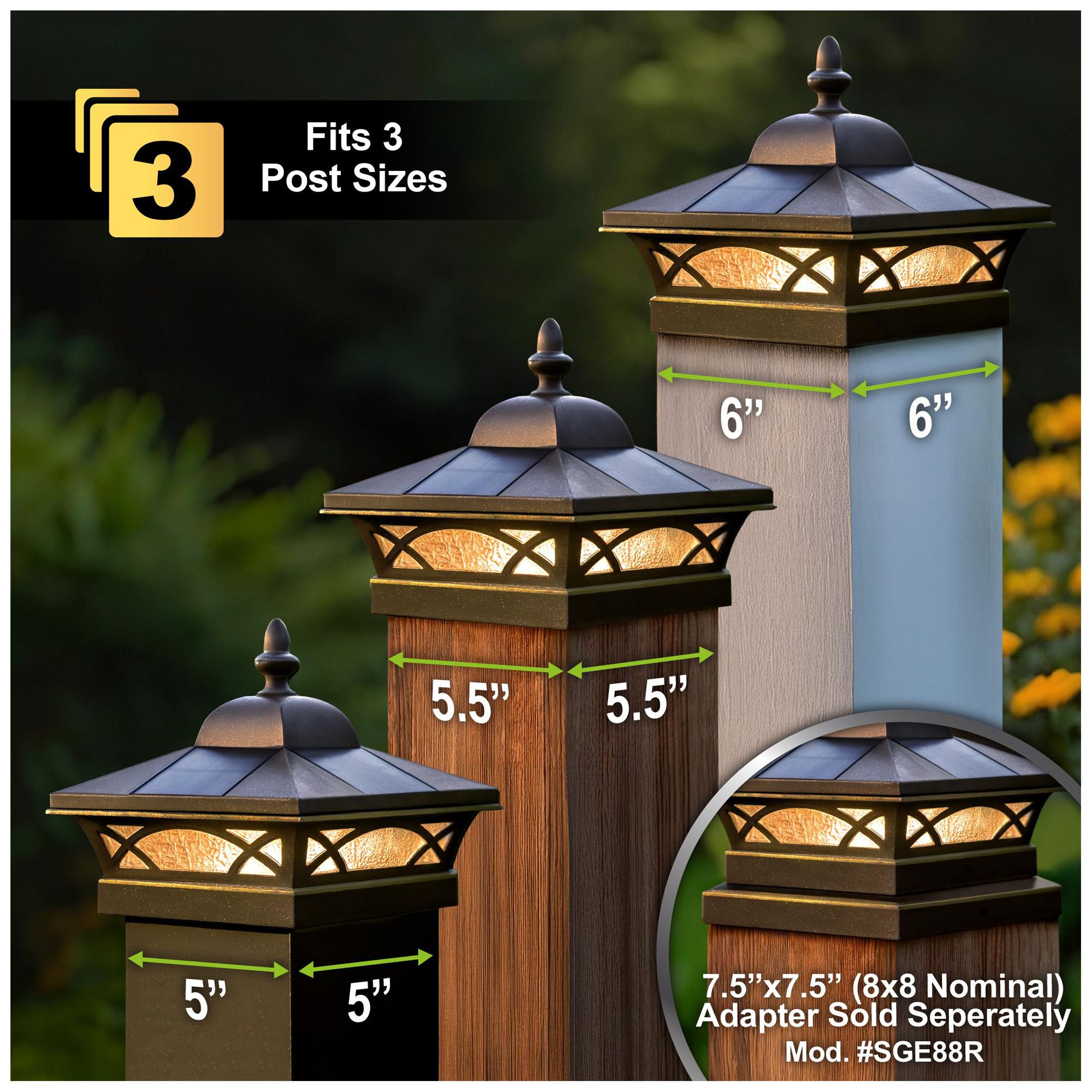 Image 3 Classy Caps 5 In. x 5 In. Coventry Solar Post Cap more views