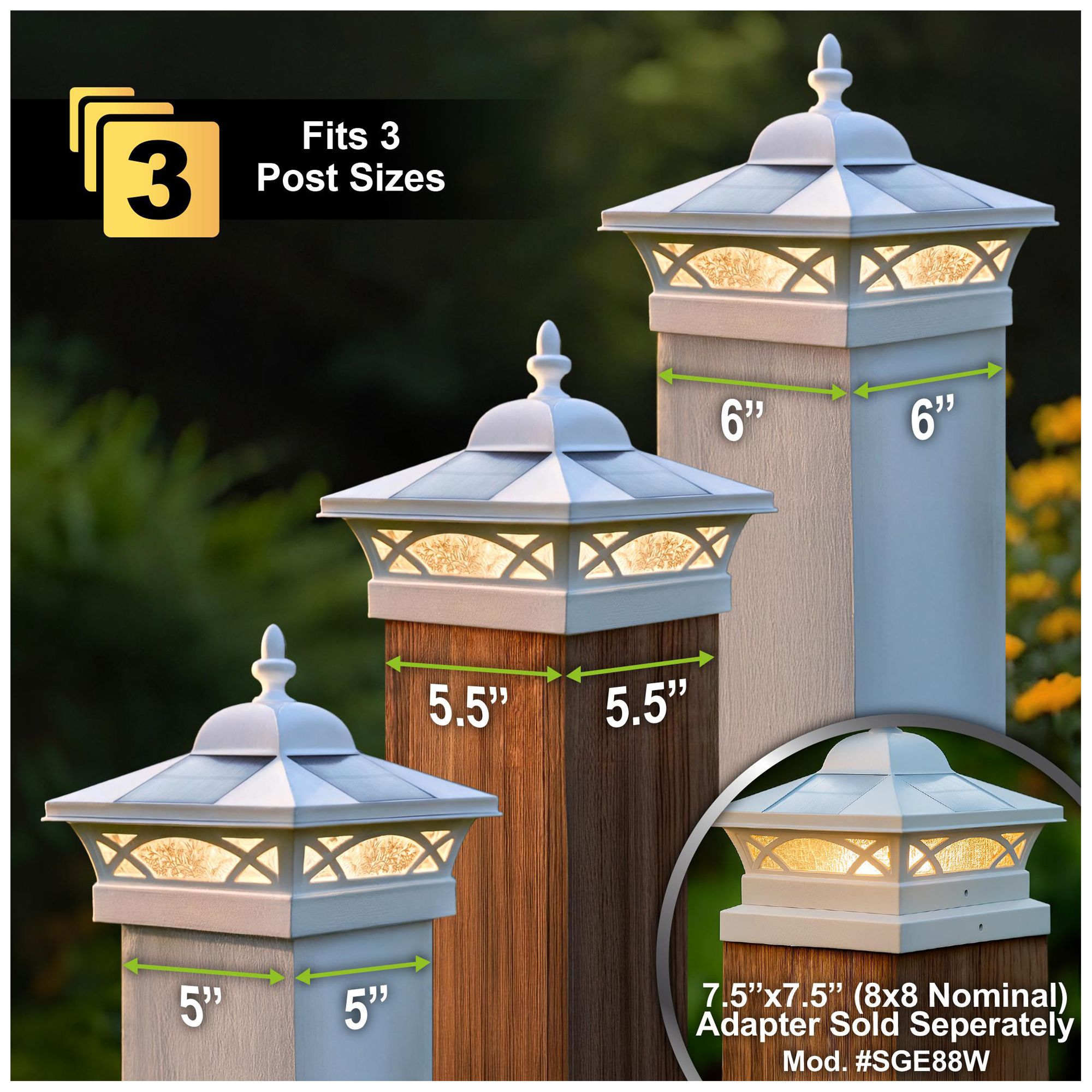 Image 3 Classy Caps 5 In. x 5 In. Coventry Solar Post Cap more views