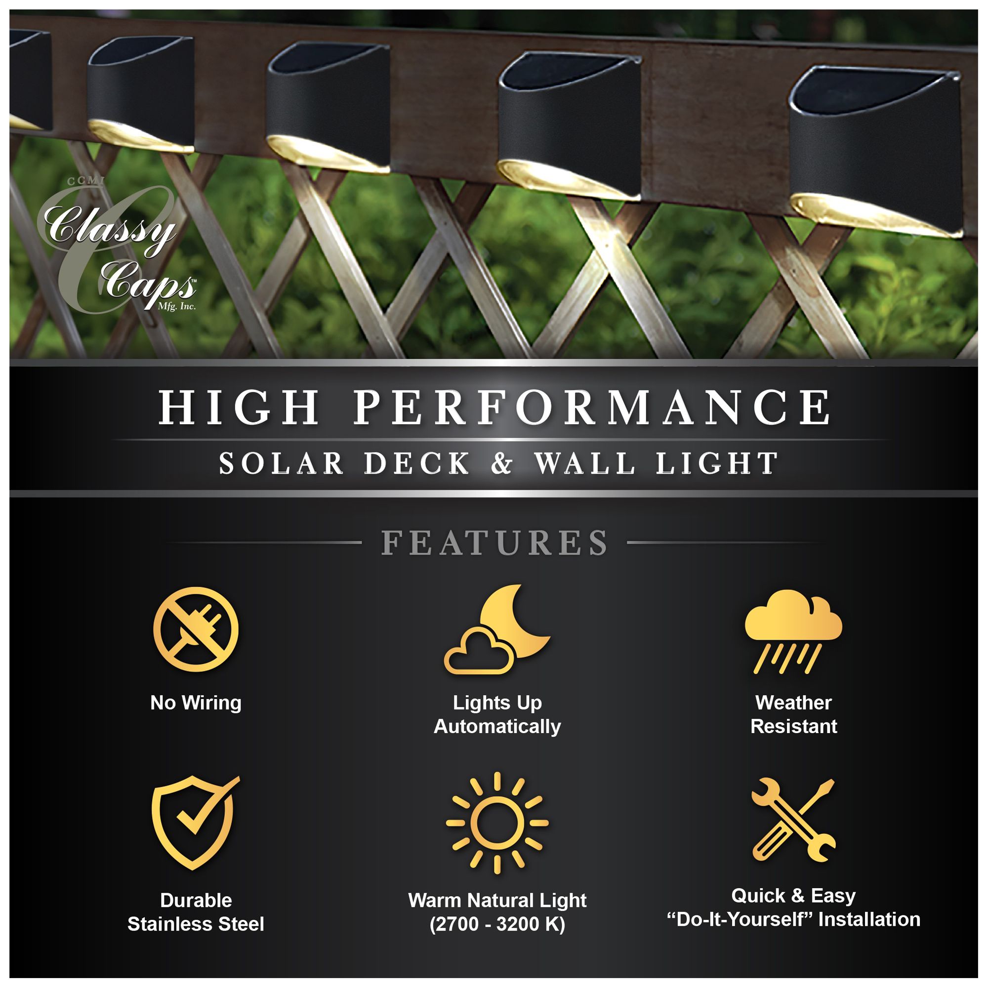 Image 6 Classy Caps Black Stainless Steel Deck & Wall Light more views