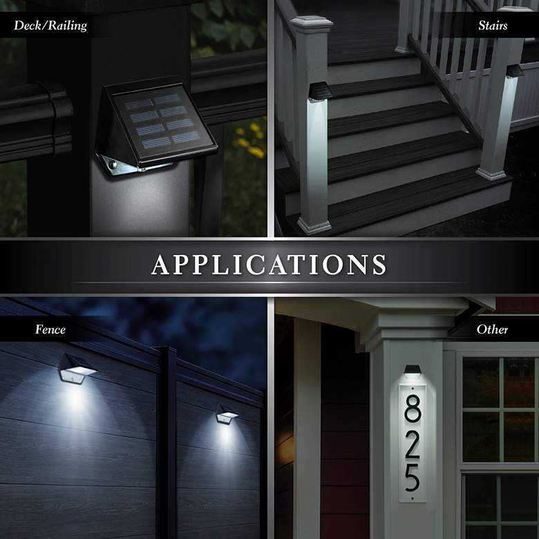 Image 4 Classy Caps Canarsie 3 1/2 inch Wide Black Outdoor Solar LED Deck Light more views
