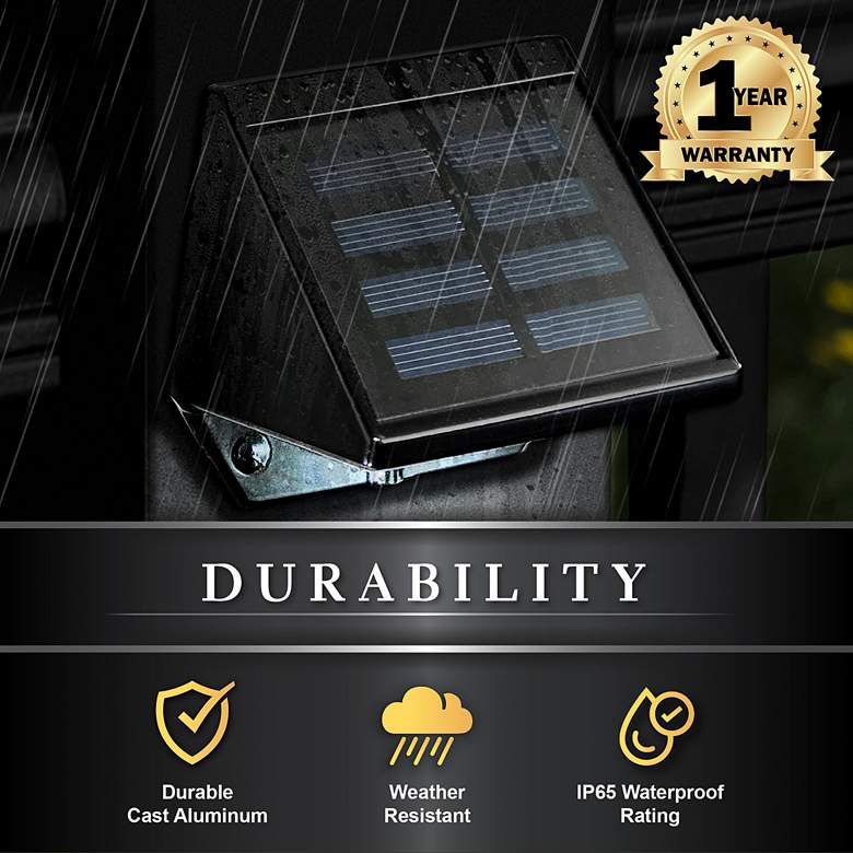 Image 5 Classy Caps Canarsie 3 1/2" Wide Black Outdoor Solar LED Deck Light more views