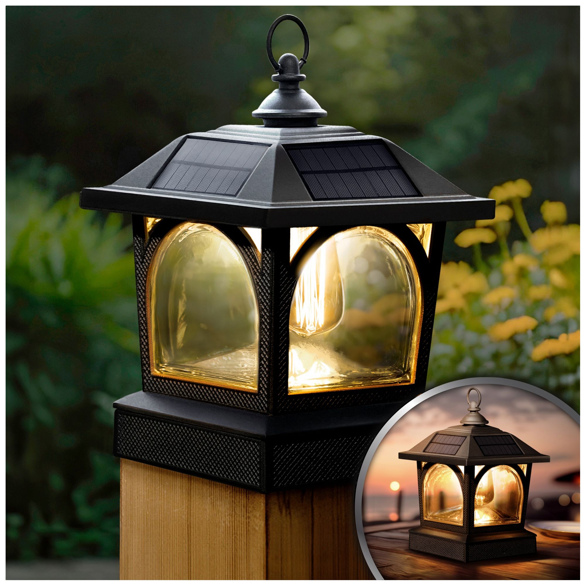 Image 2 Classy Caps Edison Solar Lantern/Post Cap more views