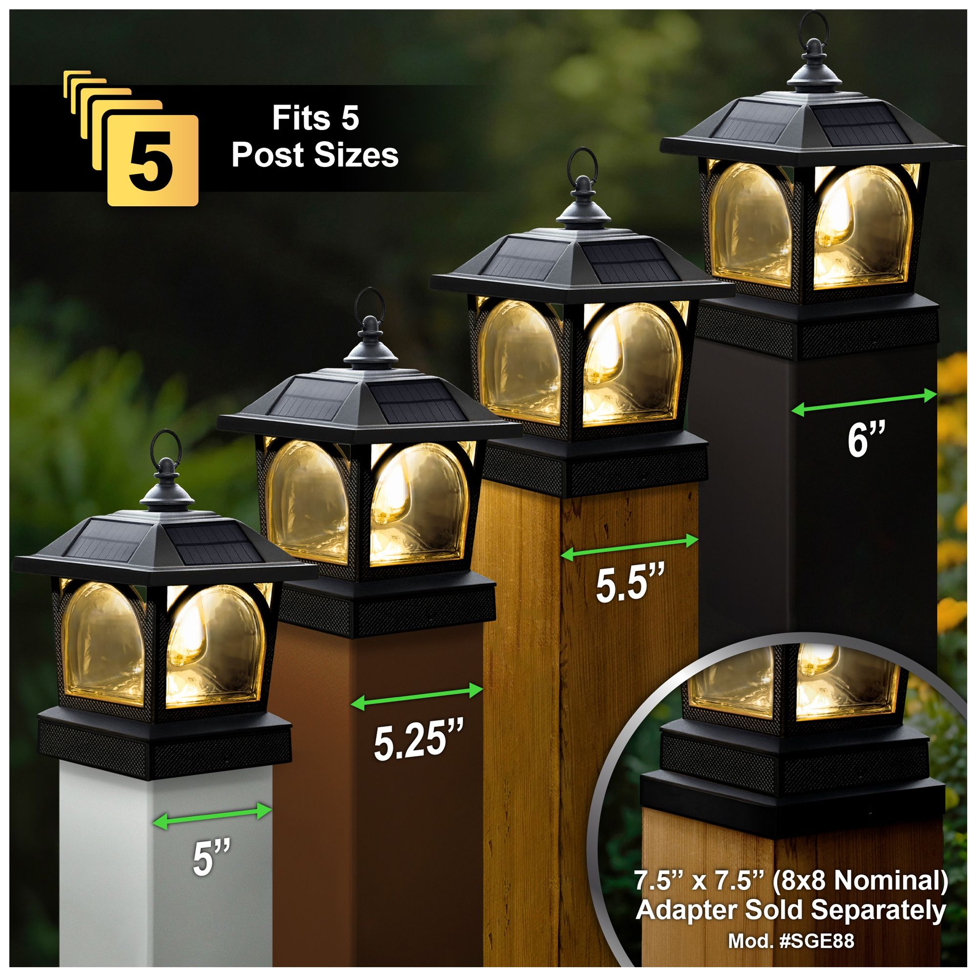 Image 4 Classy Caps Edison Solar Lantern/Post Cap more views