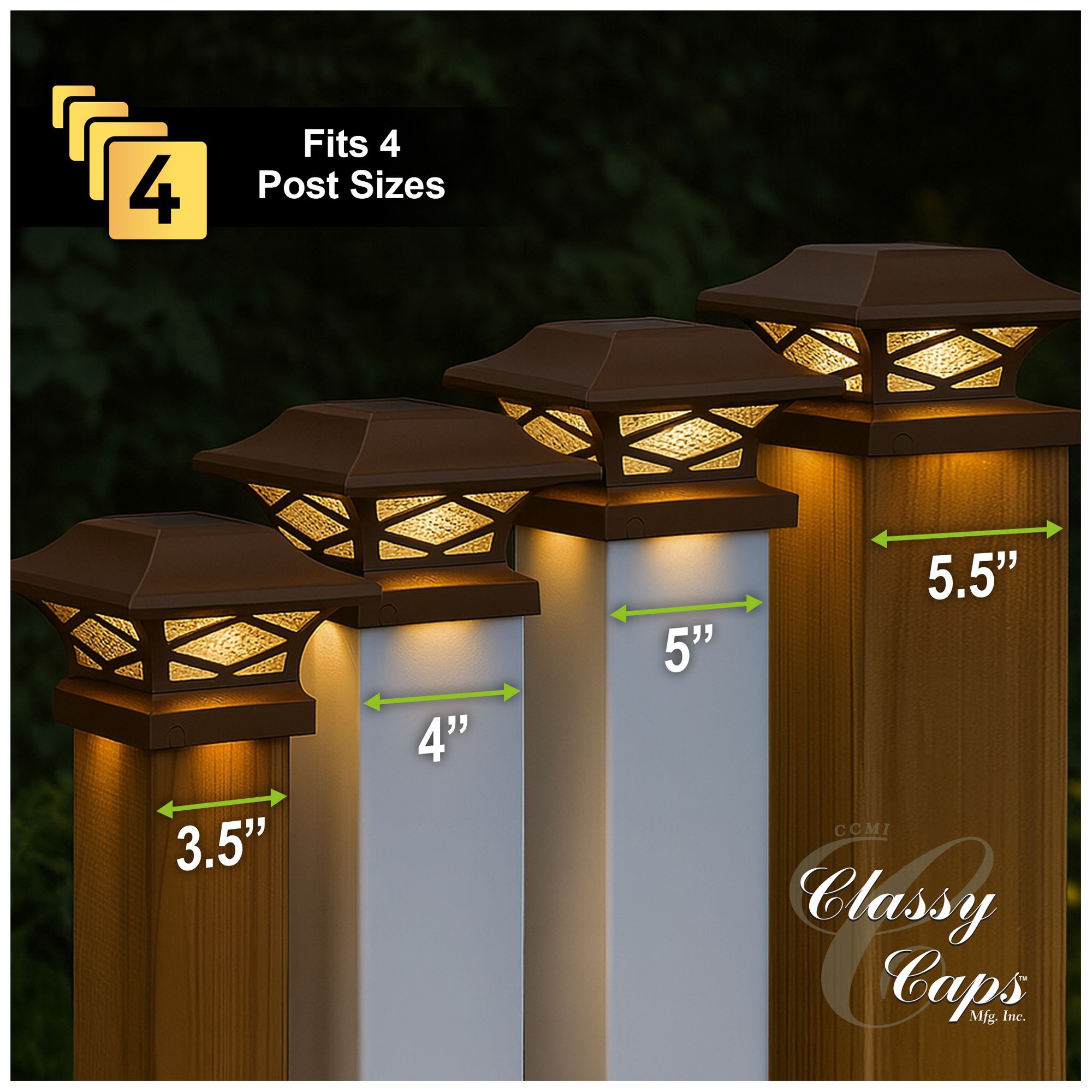 Image 3 Classy Caps Kingsbridge Dual Lighted Solar Post Cap more views