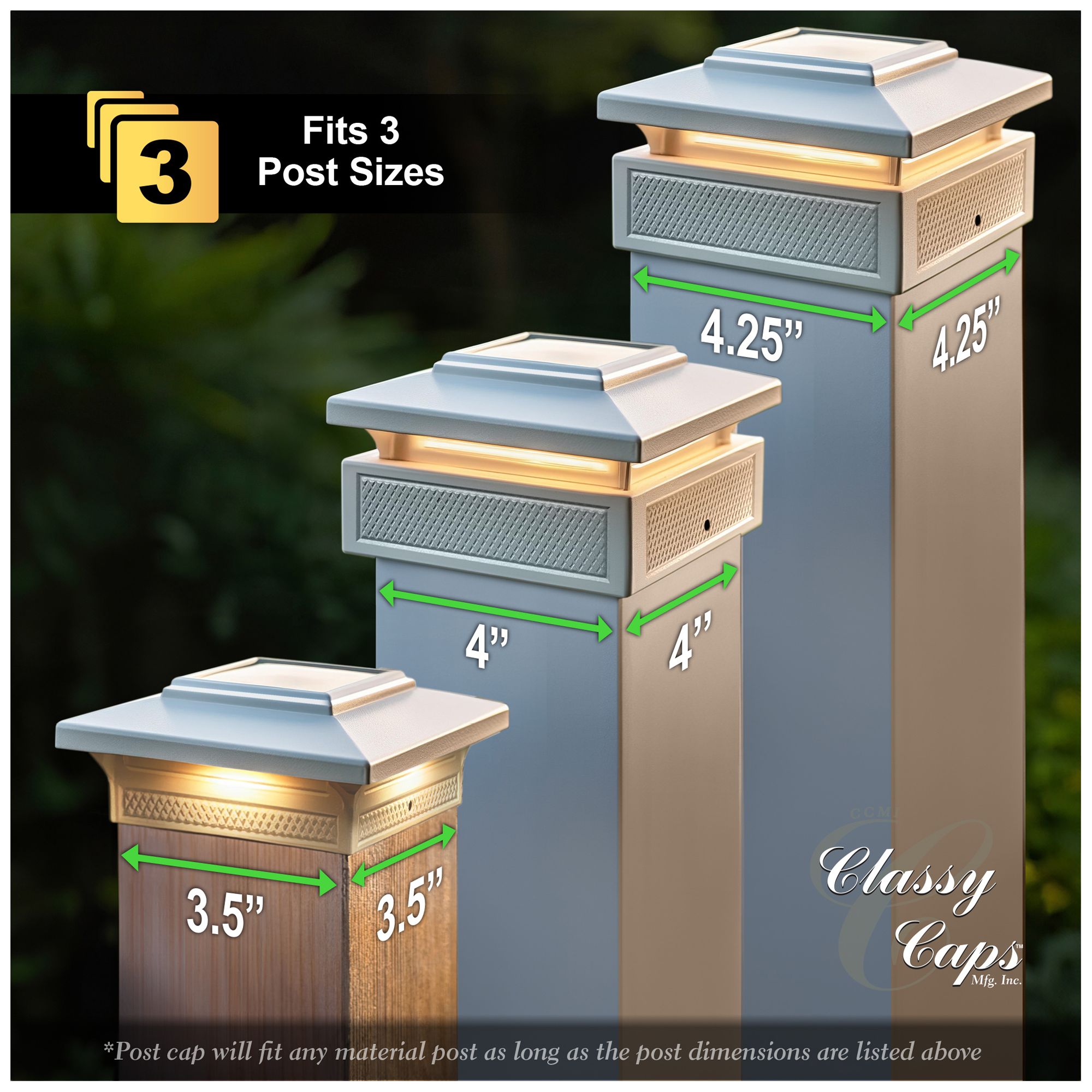 Image 2 Classy Caps Lumineer Smart Solar Post Cap more views