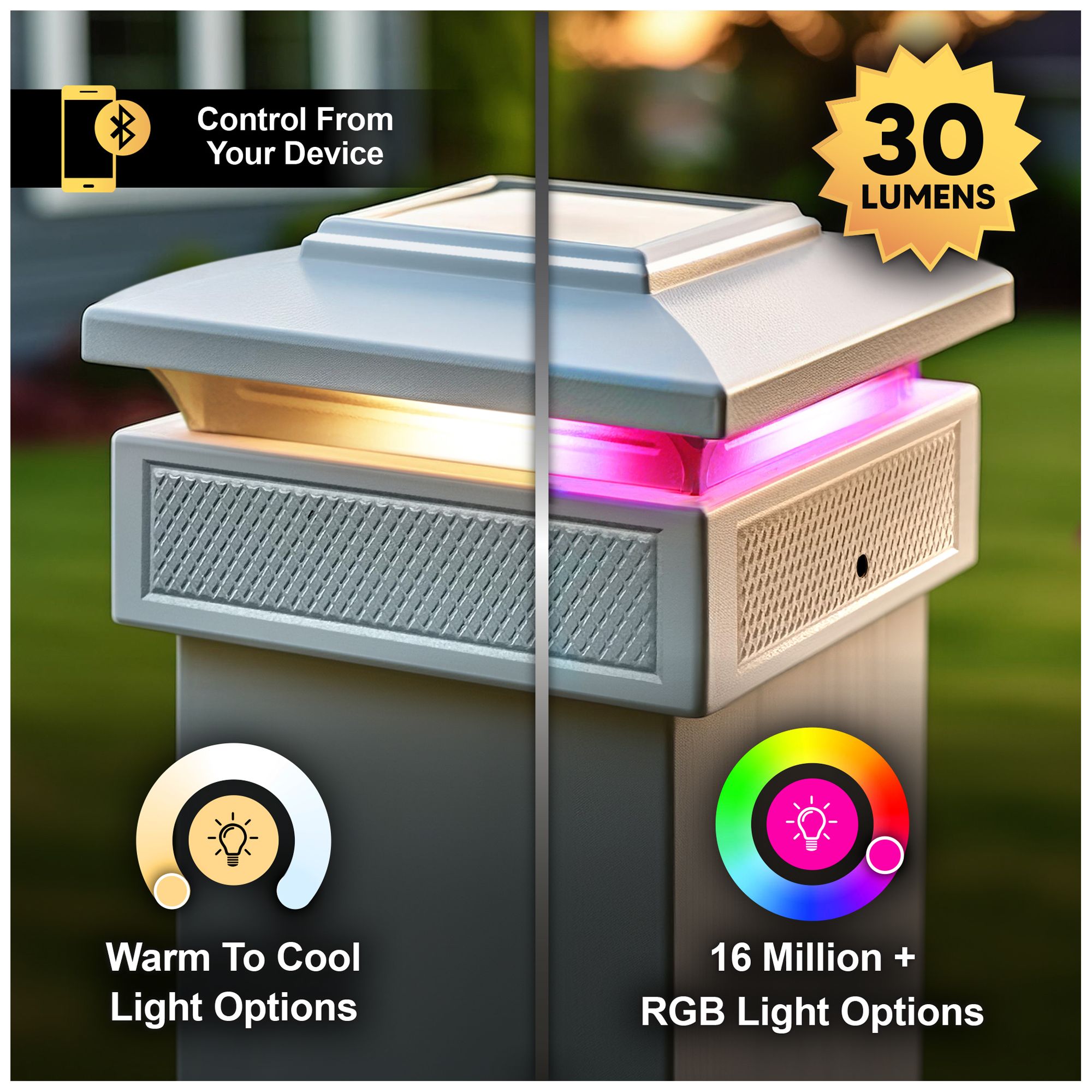 Image 3 Classy Caps Lumineer Smart Solar Post Cap more views