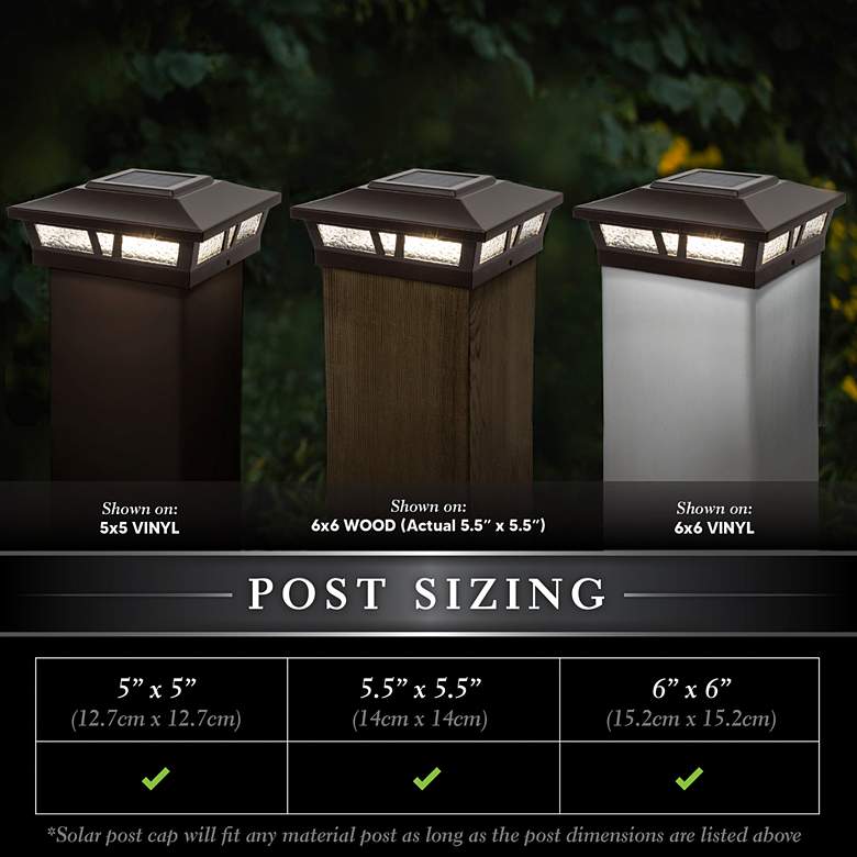 Image 4 Classy Caps Oxford 6"x6" Aluminum Outdoor LED Solar Post Cap more views