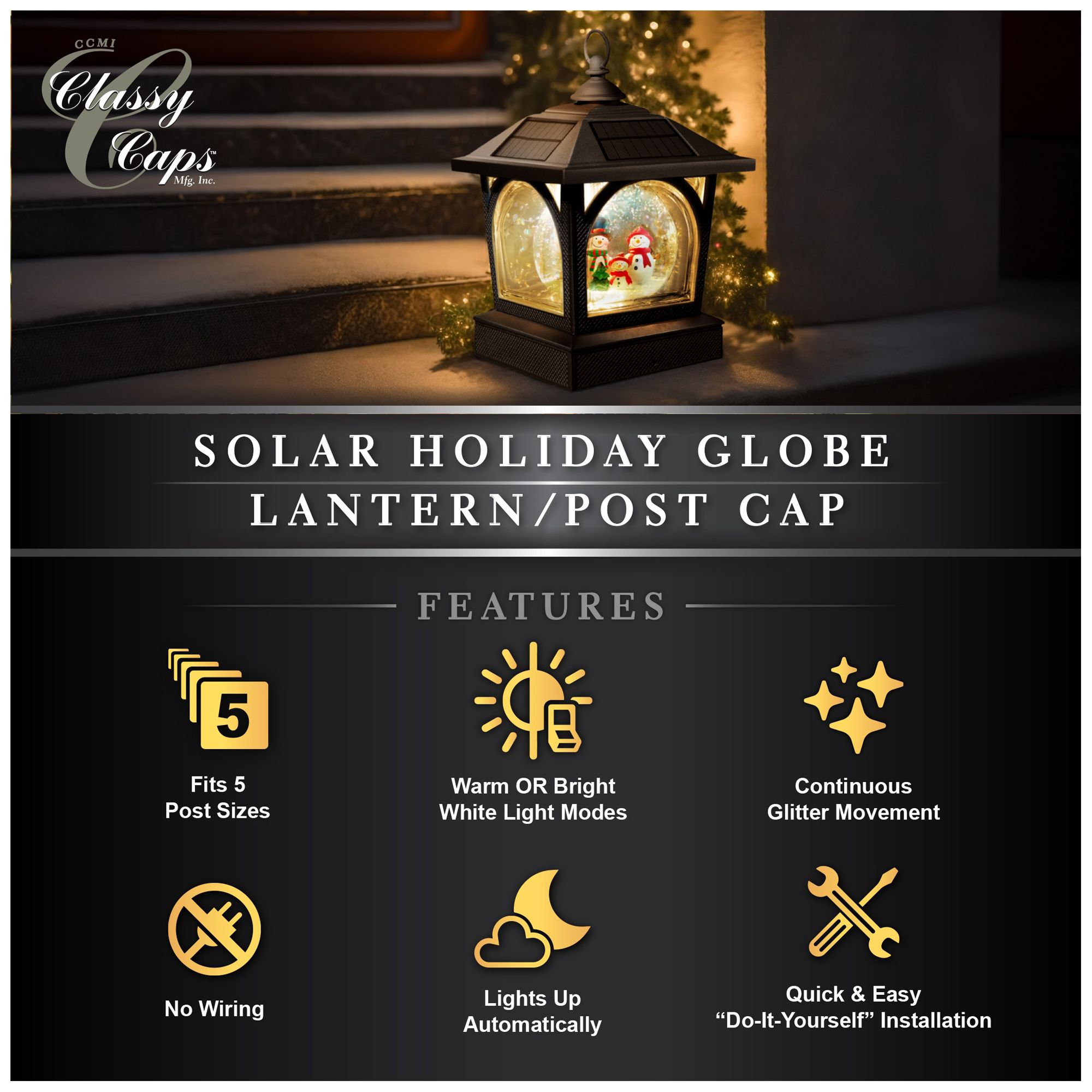 Classy Caps Solar Holiday Globe Lantern