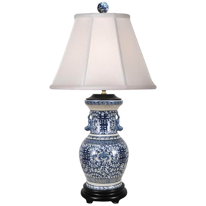 Image 1 Claude 30 1/2 inch Traditional Blue and White Porcelain Table Lamp