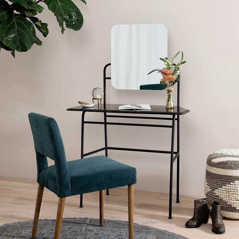 Image 1 Claude 37 inch Wide Charcoal Vanity/Console Table with Mirror