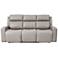 Claude 83 In. Dual Power Reclining Sofa in Light Grey Leather and Pine Wood