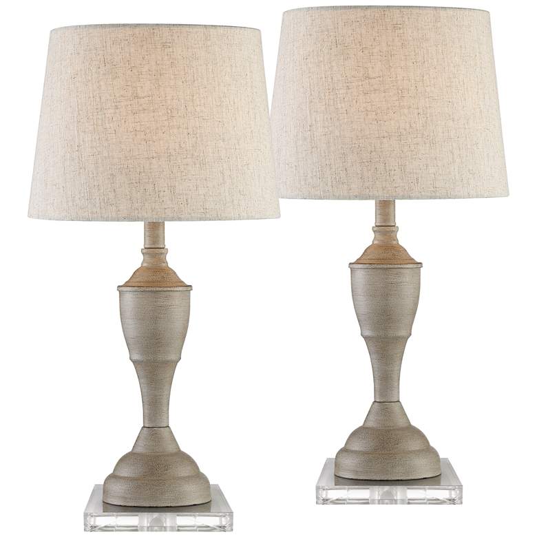 Image 1 Claude Beige Washed Accent Table Lamps With 7" Square Risers