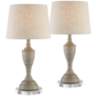 Claude Beige Washed Accent Table Lamps With 7" Round Risers