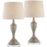 Claude Beige Washed Accent Table Lamps With 7" Square Risers