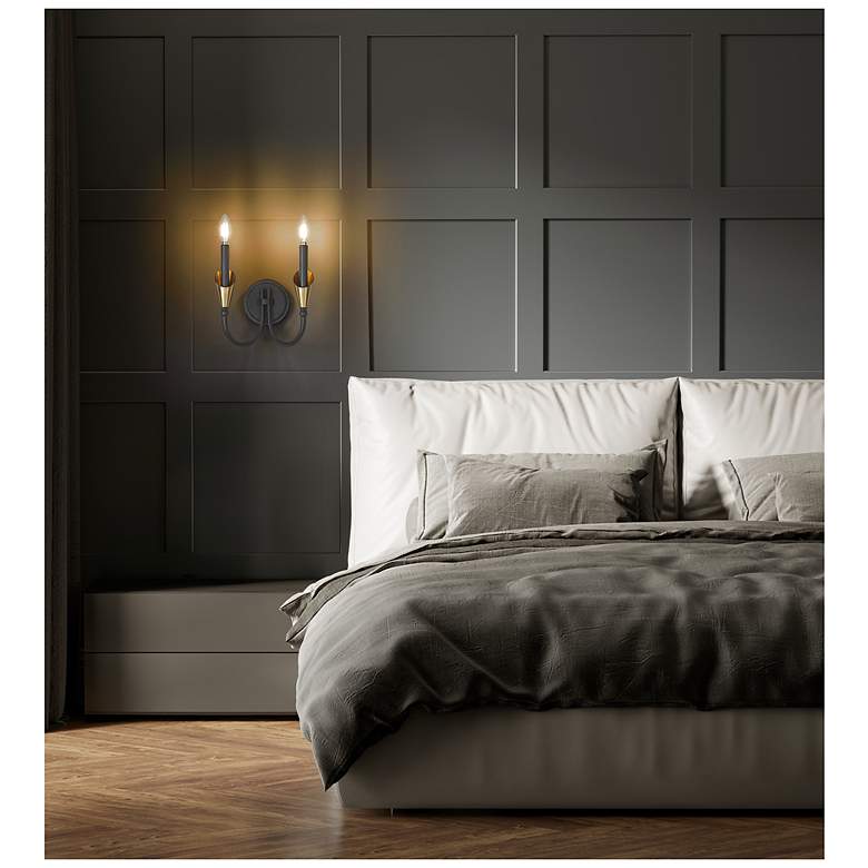 Image 2 Claudelle by Z-Lite Matte Black + Modern Gold 2 Light Wall Sconce more views