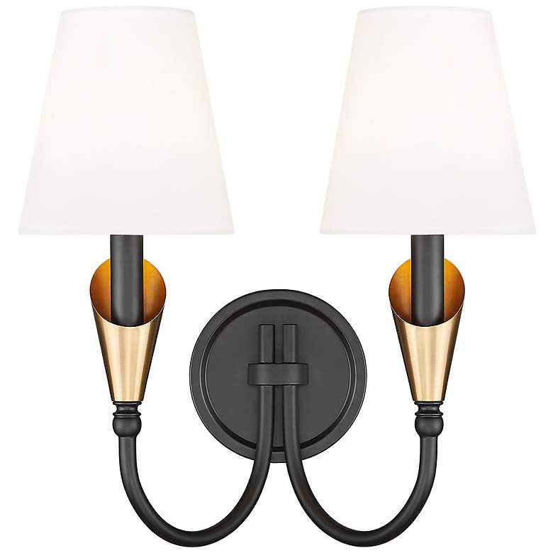 Image 4 Claudelle by Z-Lite Matte Black + Modern Gold 2 Light Wall Sconce more views