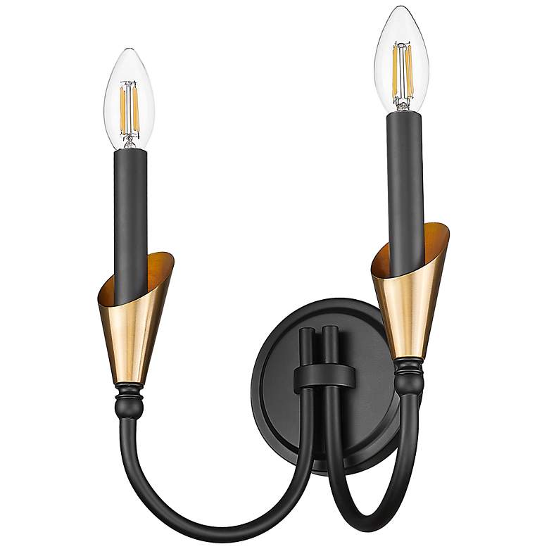 Image 5 Claudelle by Z-Lite Matte Black + Modern Gold 2 Light Wall Sconce more views