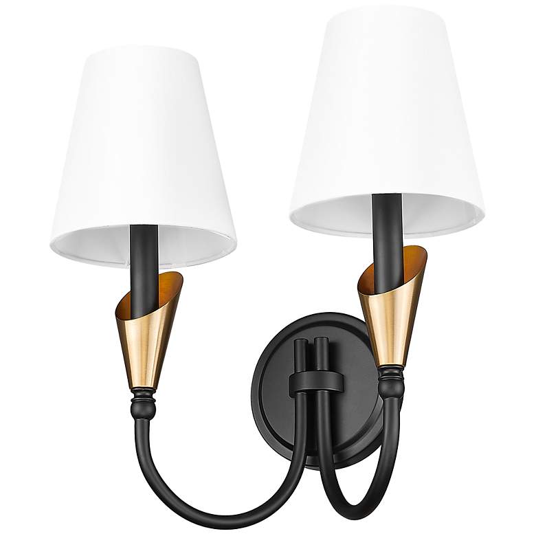 Image 7 Claudelle by Z-Lite Matte Black + Modern Gold 2 Light Wall Sconce more views
