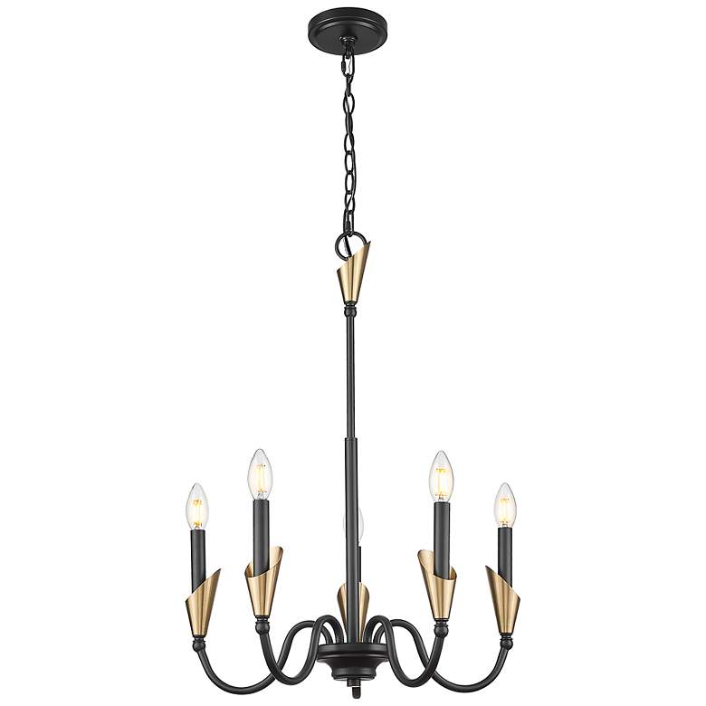Image 4 Claudelle by Z-Lite Matte Black + Modern Gold 5 Light Chandelier more views