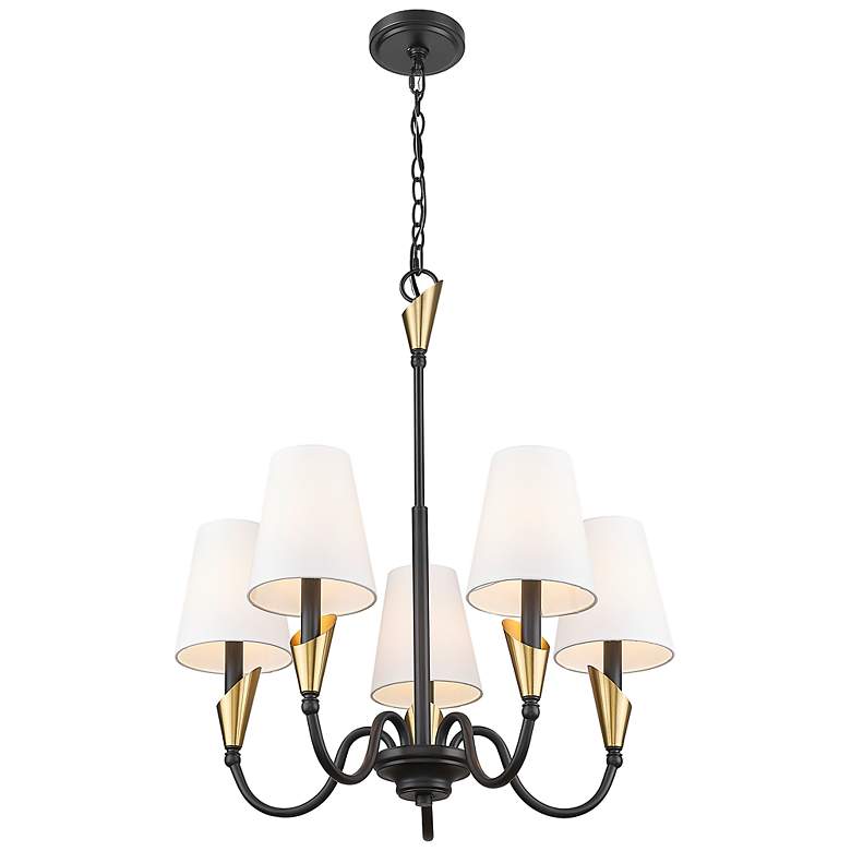 Image 5 Claudelle by Z-Lite Matte Black + Modern Gold 5 Light Chandelier more views