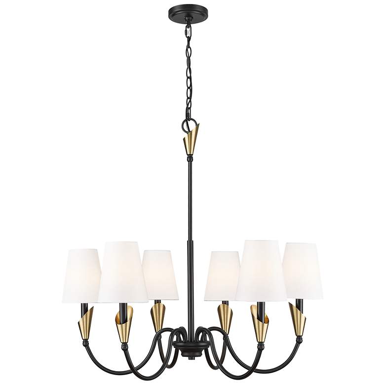Image 1 Claudelle by Z-Lite Matte Black + Modern Gold 6 Light Chandelier