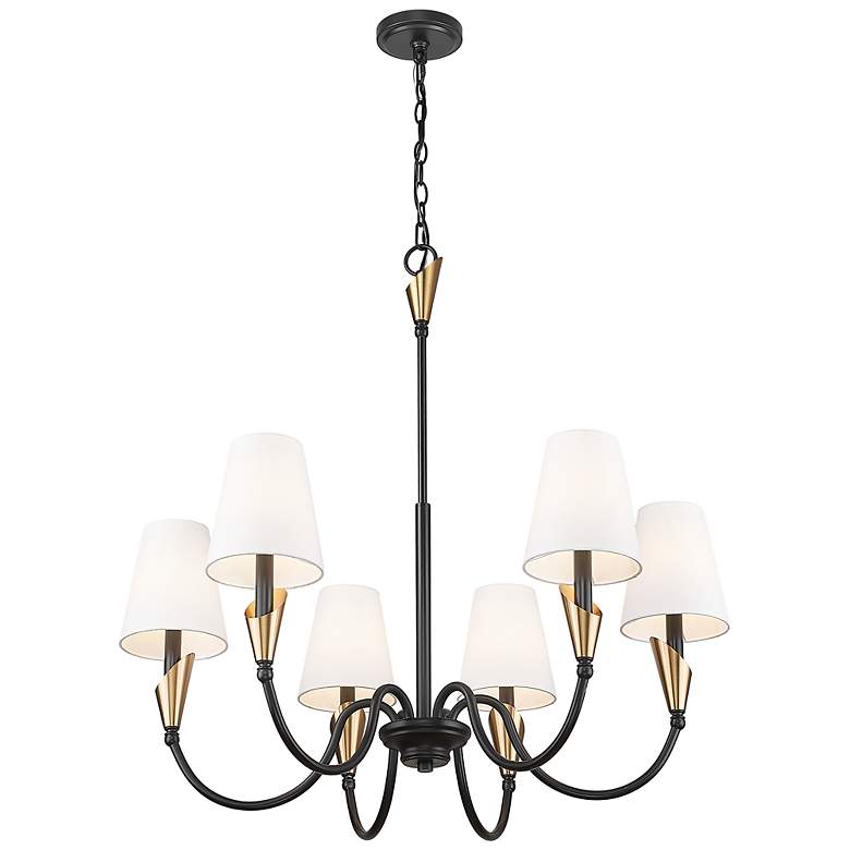 Image 5 Claudelle by Z-Lite Matte Black + Modern Gold 6 Light Chandelier more views