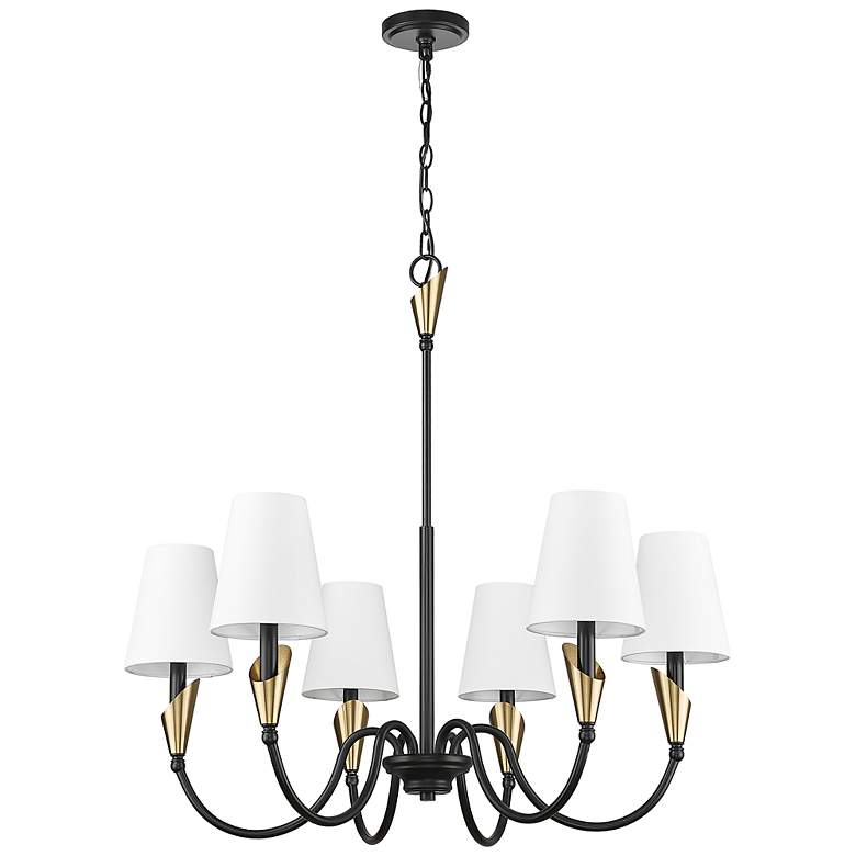 Image 7 Claudelle by Z-Lite Matte Black + Modern Gold 6 Light Chandelier more views