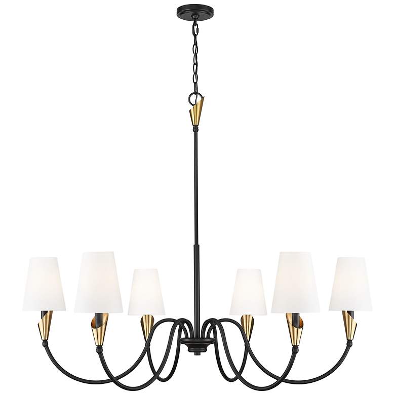 Image 1 Claudelle by Z-Lite Matte Black + Modern Gold 6 Light Chandelier