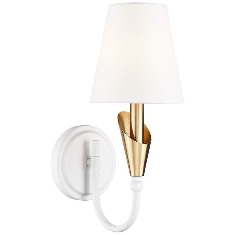 Image 1 Claudelle by Z-Lite Textured White + Modern Gold 1 Light Wall Sconce