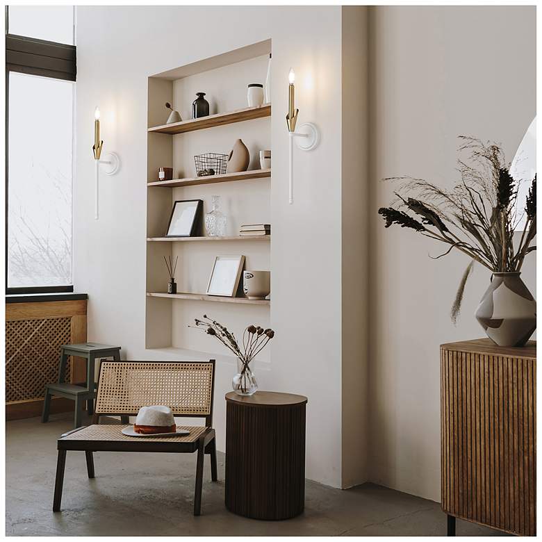 Image 2 Claudelle by Z-Lite Textured White + Modern Gold 1 Light Wall Sconce more views