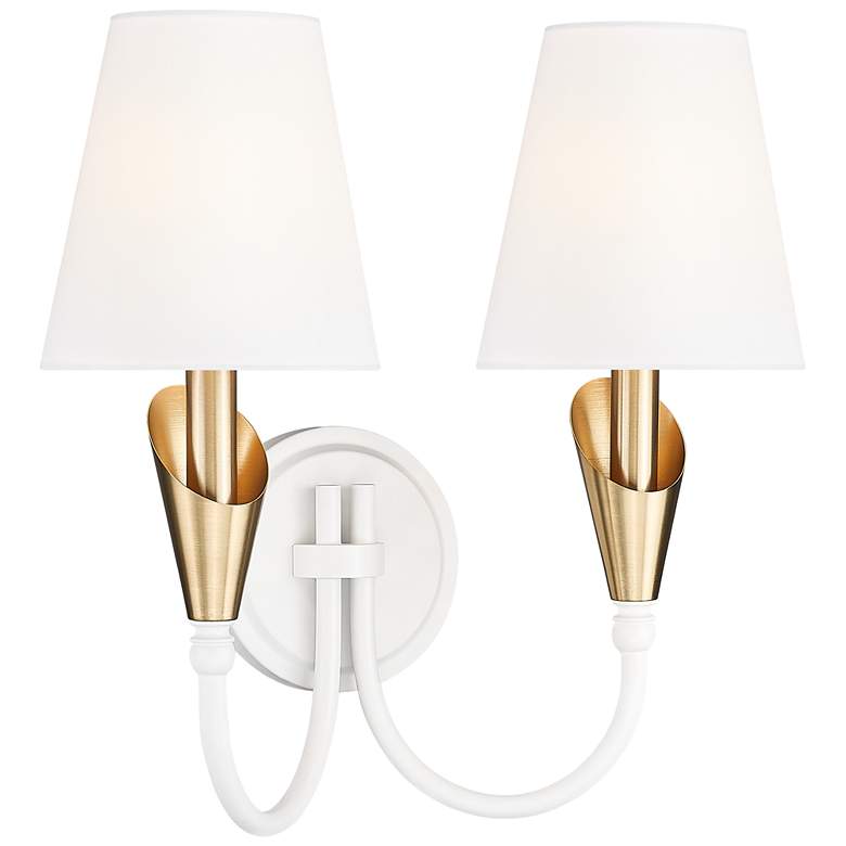 Image 1 Claudelle by Z-Lite Textured White + Modern Gold 2 Light Wall Sconce