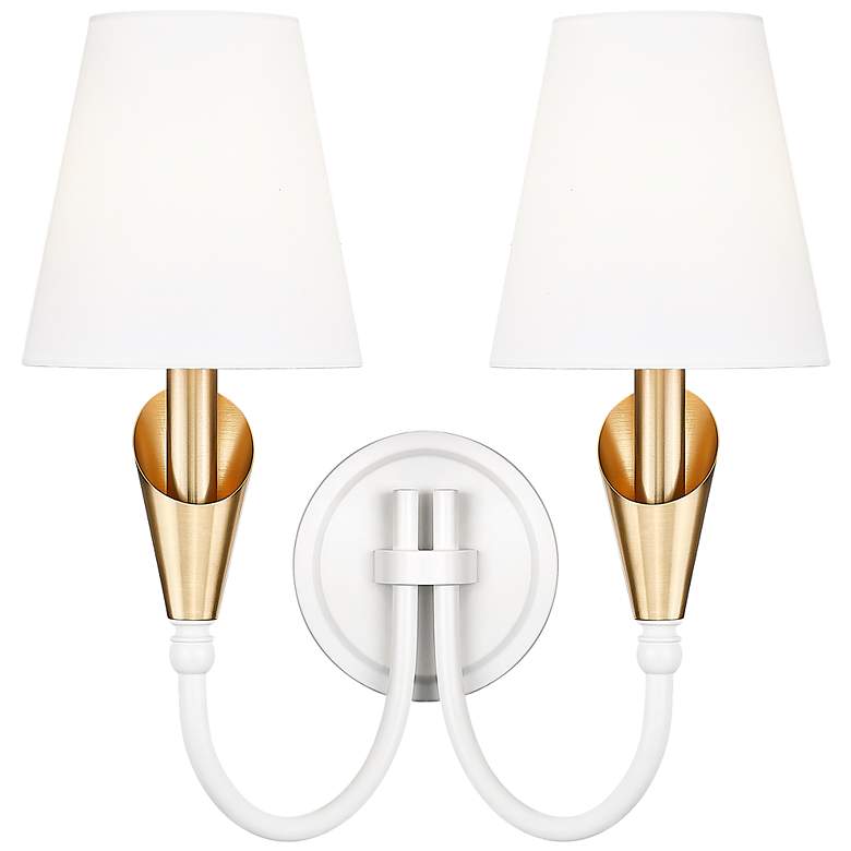 Image 4 Claudelle by Z-Lite Textured White + Modern Gold 2 Light Wall Sconce more views