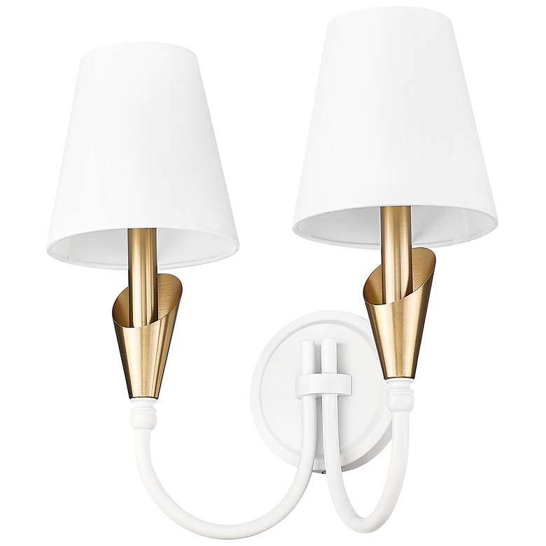Image 7 Claudelle by Z-Lite Textured White + Modern Gold 2 Light Wall Sconce more views
