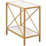 Claudette 12" Wide White Wood Gold Metal Narrow End Table