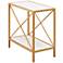 Claudette 12" Wide White Wood Gold Metal Narrow End Table