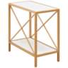 Claudette 12" Wide White Wood Gold Metal Narrow End Table