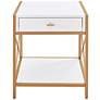 Claudette 24" Wide White Wood Gold Metal 1-Drawer End Table