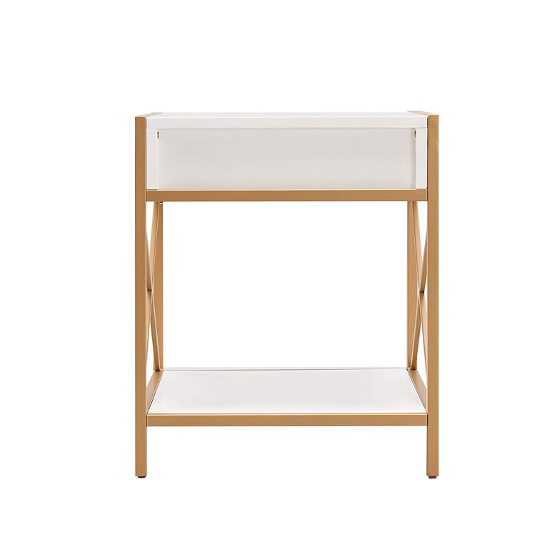 Image 7 Claudette 24" Wide White Wood Gold Metal 1-Drawer End Table more views
