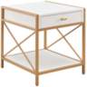 Claudette 24" Wide White Wood Gold Metal 1-Drawer End Table