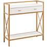 Claudette 30" Wide White Wood Gold Metal 2-Drawer Hall Stand