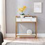Claudette 30" Wide White Wood Gold Metal 2-Drawer Hall Stand